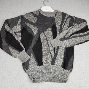 Vintage Limited Editions by Expressions Sweater Mens Medium Black Gray Knit